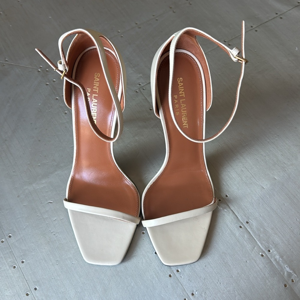 YSL Opyum sandal yves saint laurent stiletto beige gold pump 110mm sz 39.5 - Picture 4 of 13
